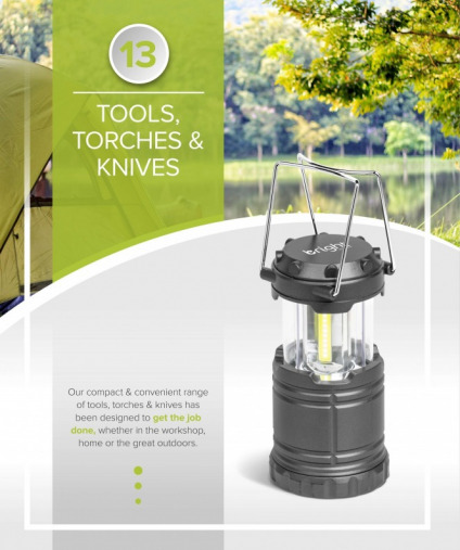 13 TOOLS, TORCHES & KNIVES
